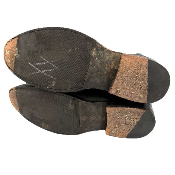 Frye Campus Zip Ankle Boots Women 7B Black Leather Round Toe Western Minimalist - Picture 7 of 10